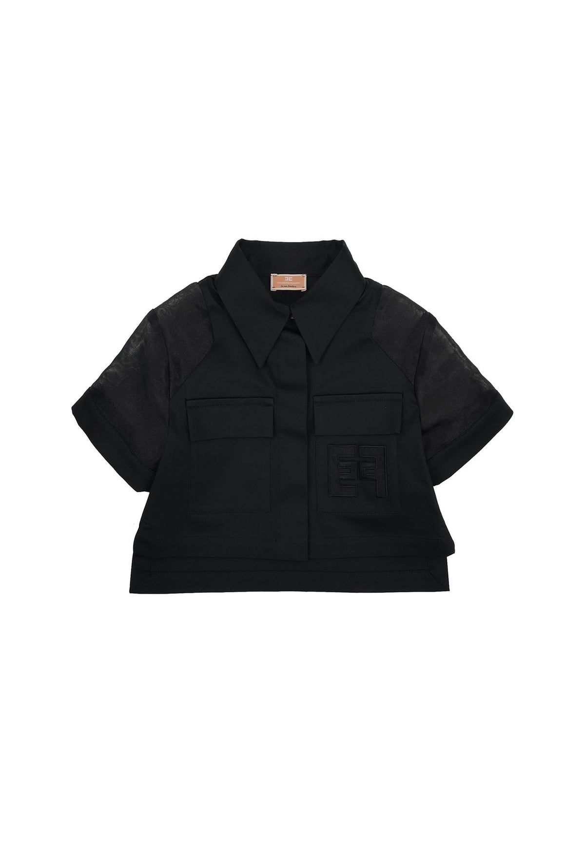Elisabetta Franchi camicia nera bambina in raso di cotone