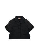 Elisabetta Franchi camicia nera bambina in raso di cotone
