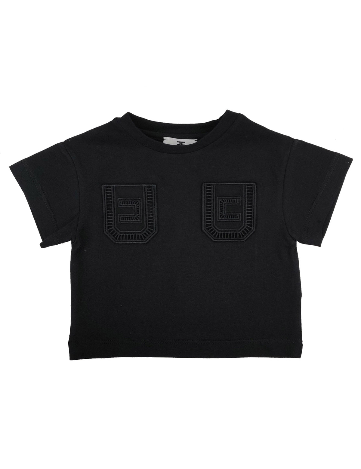 ViaMonte Shop | Elisabetta Franchi t-shirt nera neonata in jersey di cotone