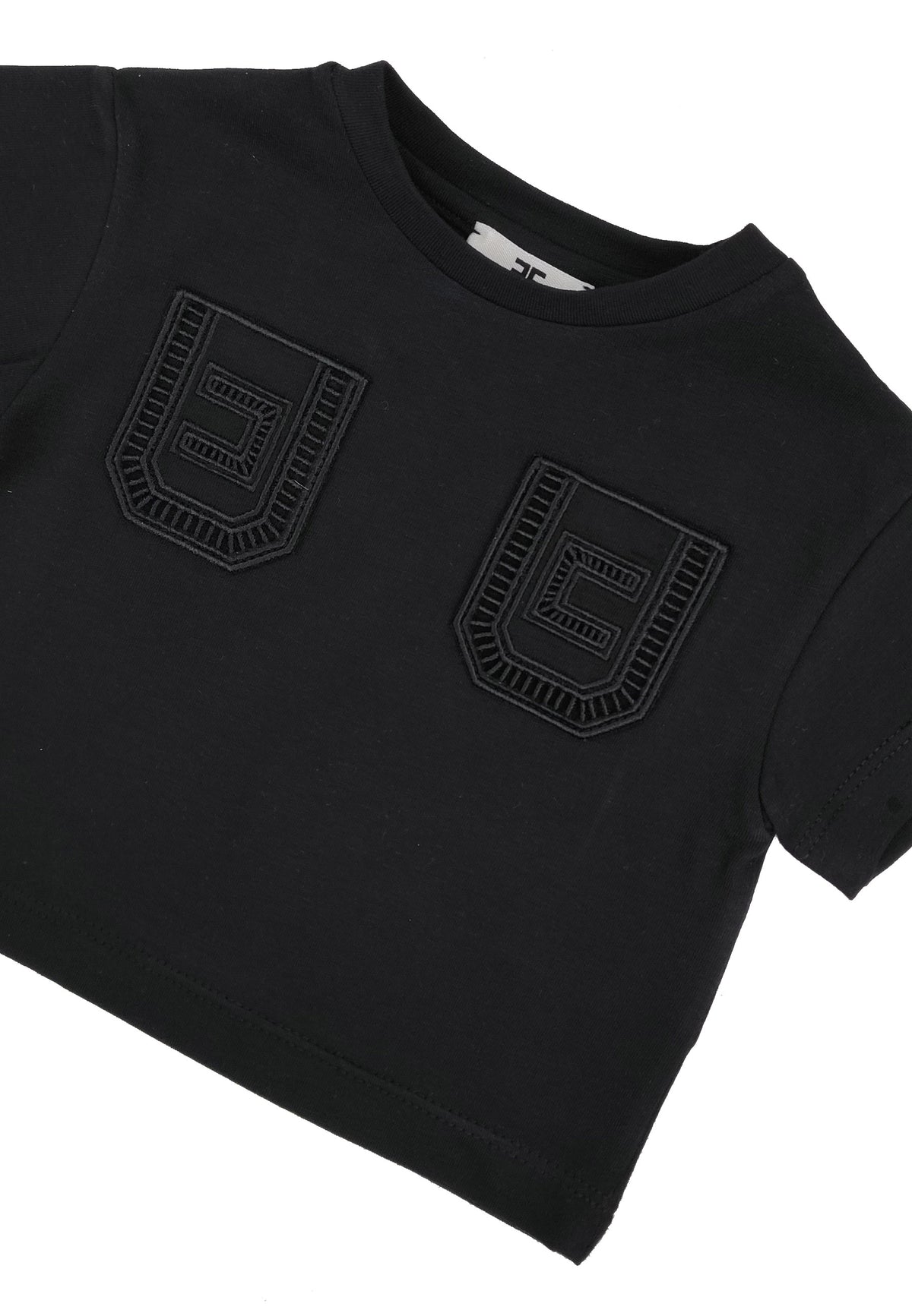 ViaMonte Shop | Elisabetta Franchi t-shirt nera neonata in jersey di cotone