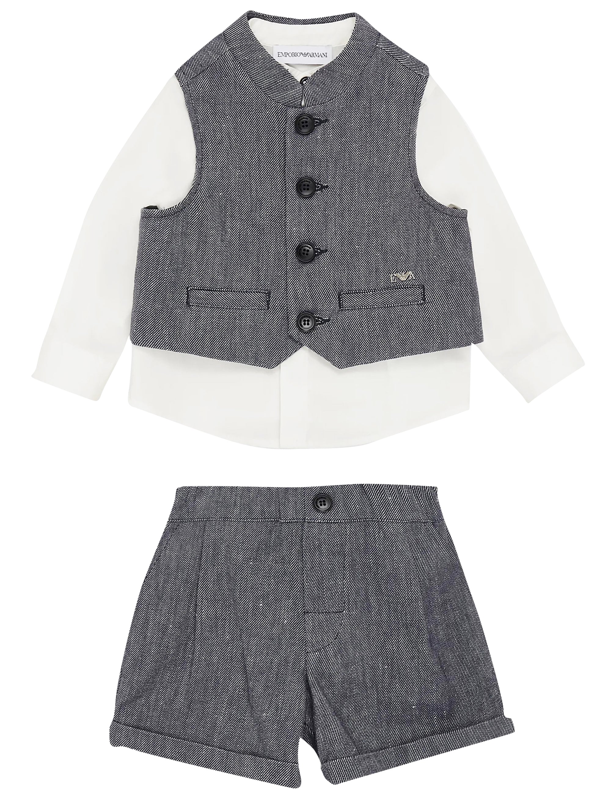 ViaMonte Shop | Emporio Armani completo blu neonato in misto lino