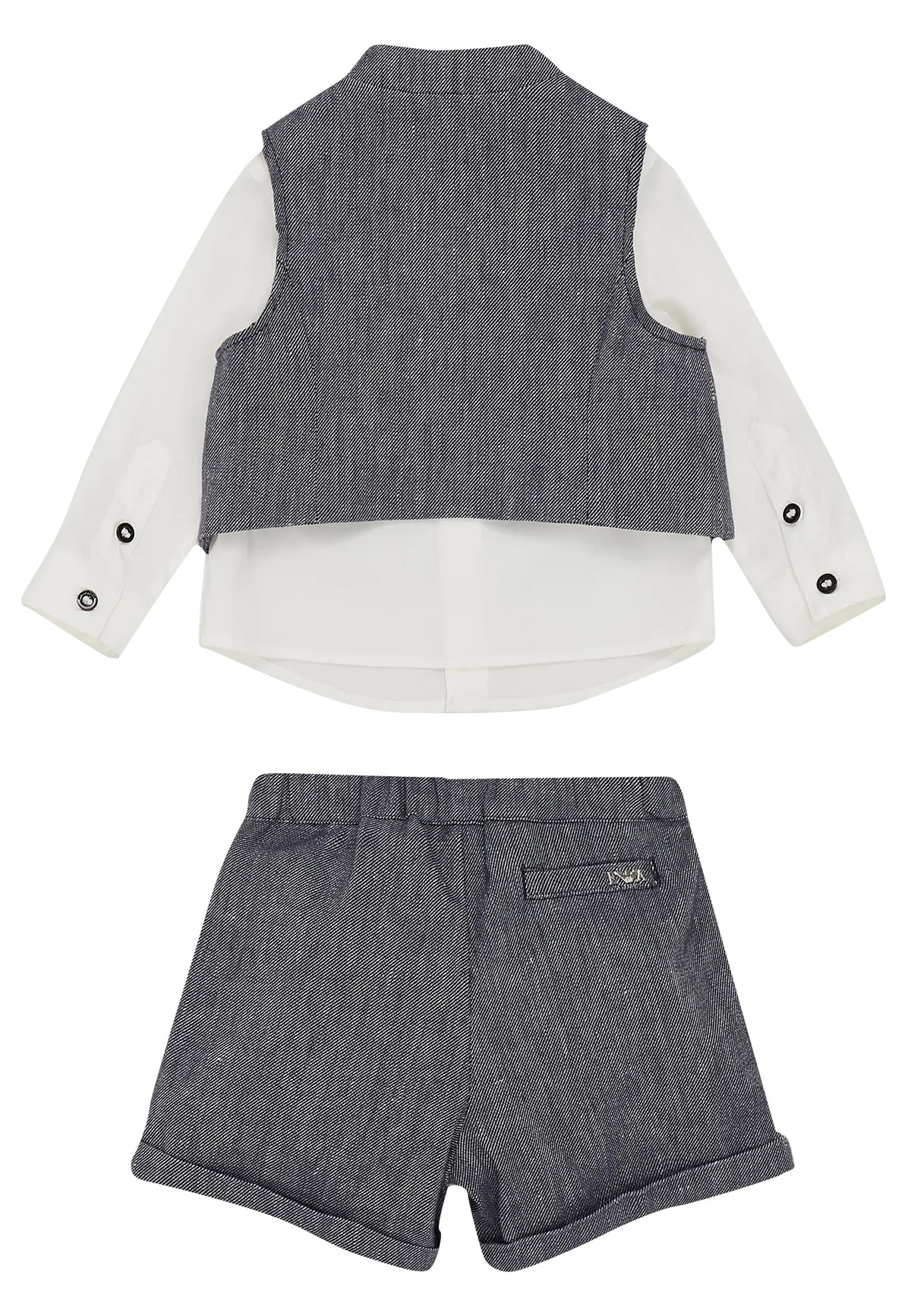 ViaMonte Shop | Emporio Armani completo blu neonato in misto lino