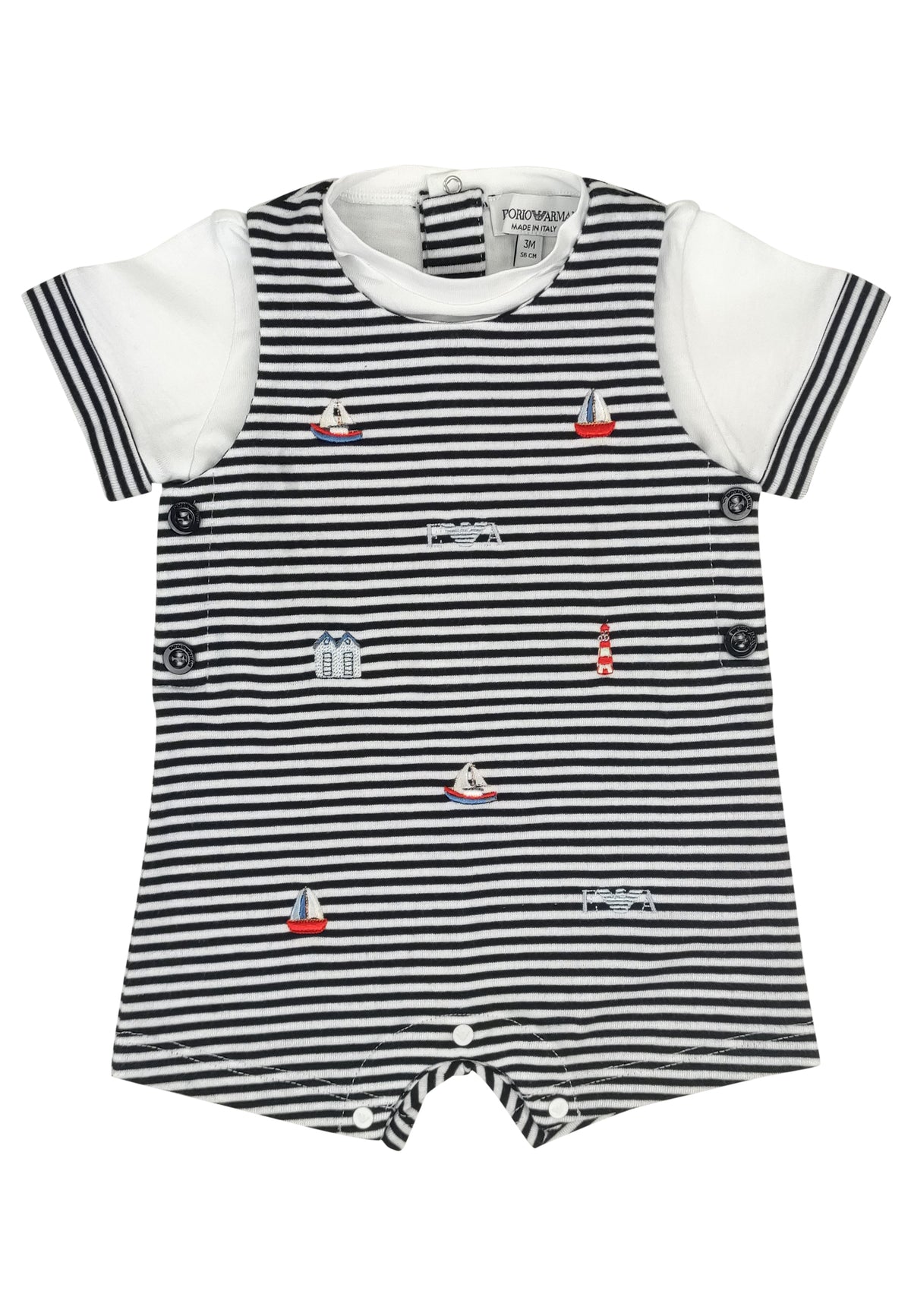 Emporio Armani pagliaccetto a righe neonato in jersey di cotone | ViaMonte Shop