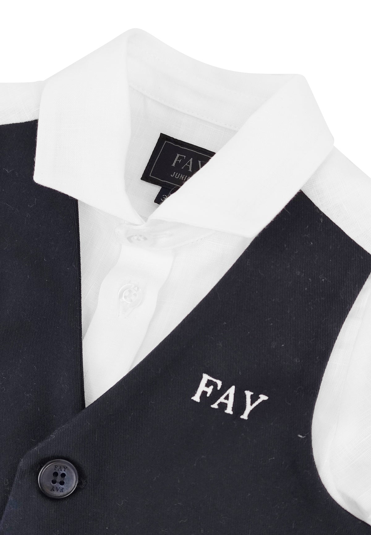 ViaMonte Shop | Fay camicia neonato bianca in lino con gilet