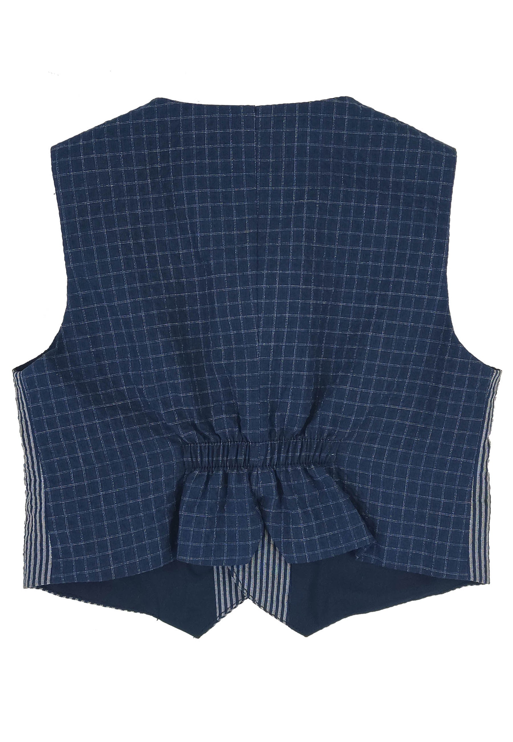 ViaMonte Shop | Il Gufo gilet blu a righe neonato in misto cotone