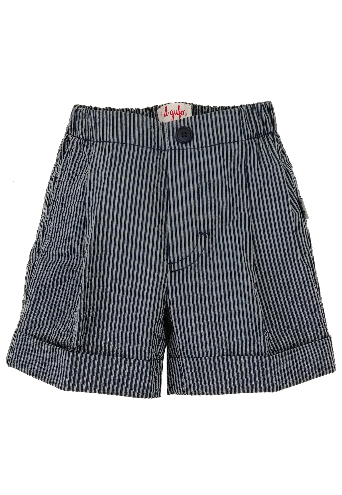 ViaMonte Shop | Il Gufo bermuda blu a righe neonato in misto cotone