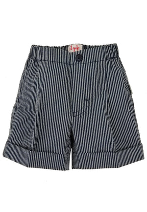 ViaMonte Shop | Il Gufo bermuda blu a righe neonato in misto cotone