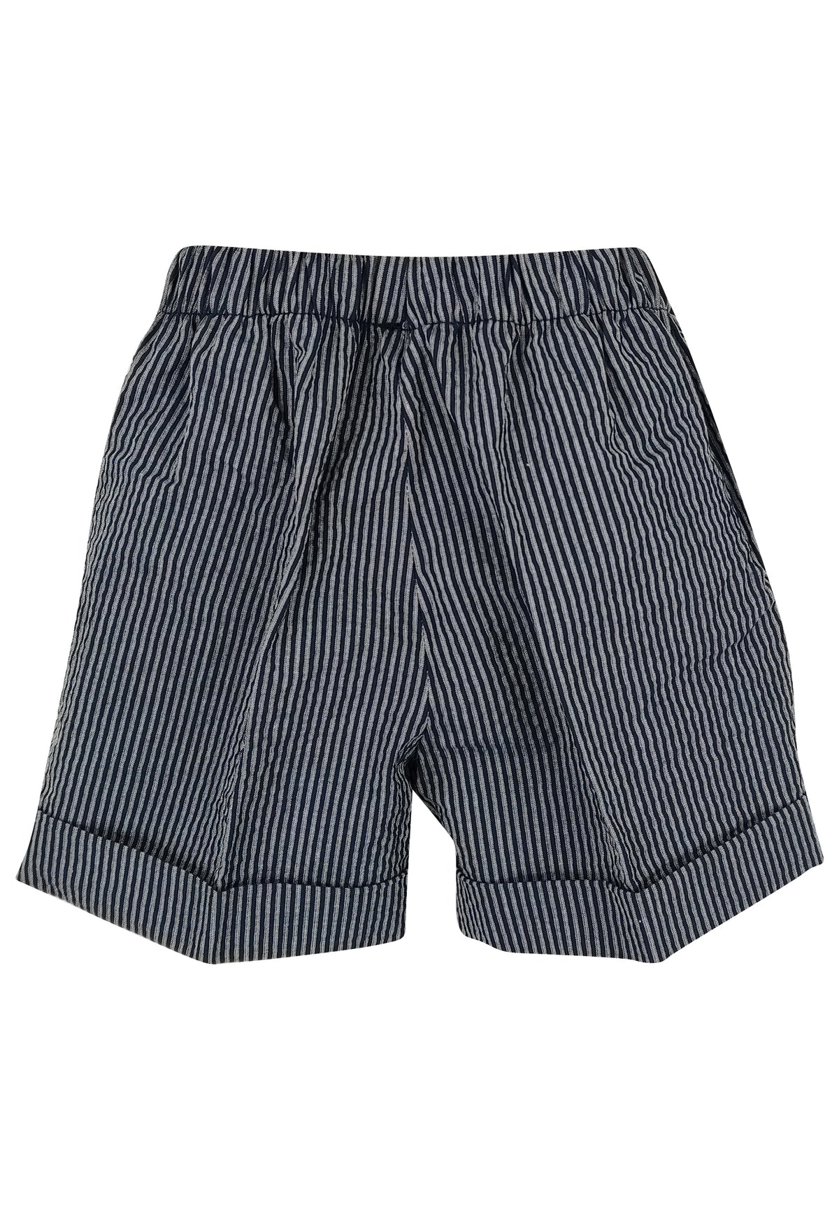 ViaMonte Shop | Il Gufo bermuda blu a righe neonato in misto cotone