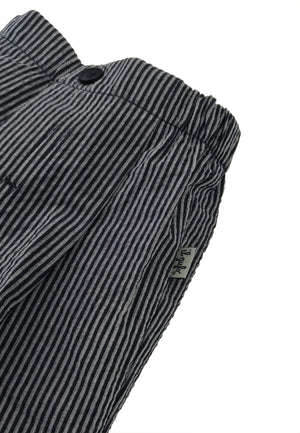 ViaMonte Shop | Il Gufo bermuda blu a righe neonato in misto cotone