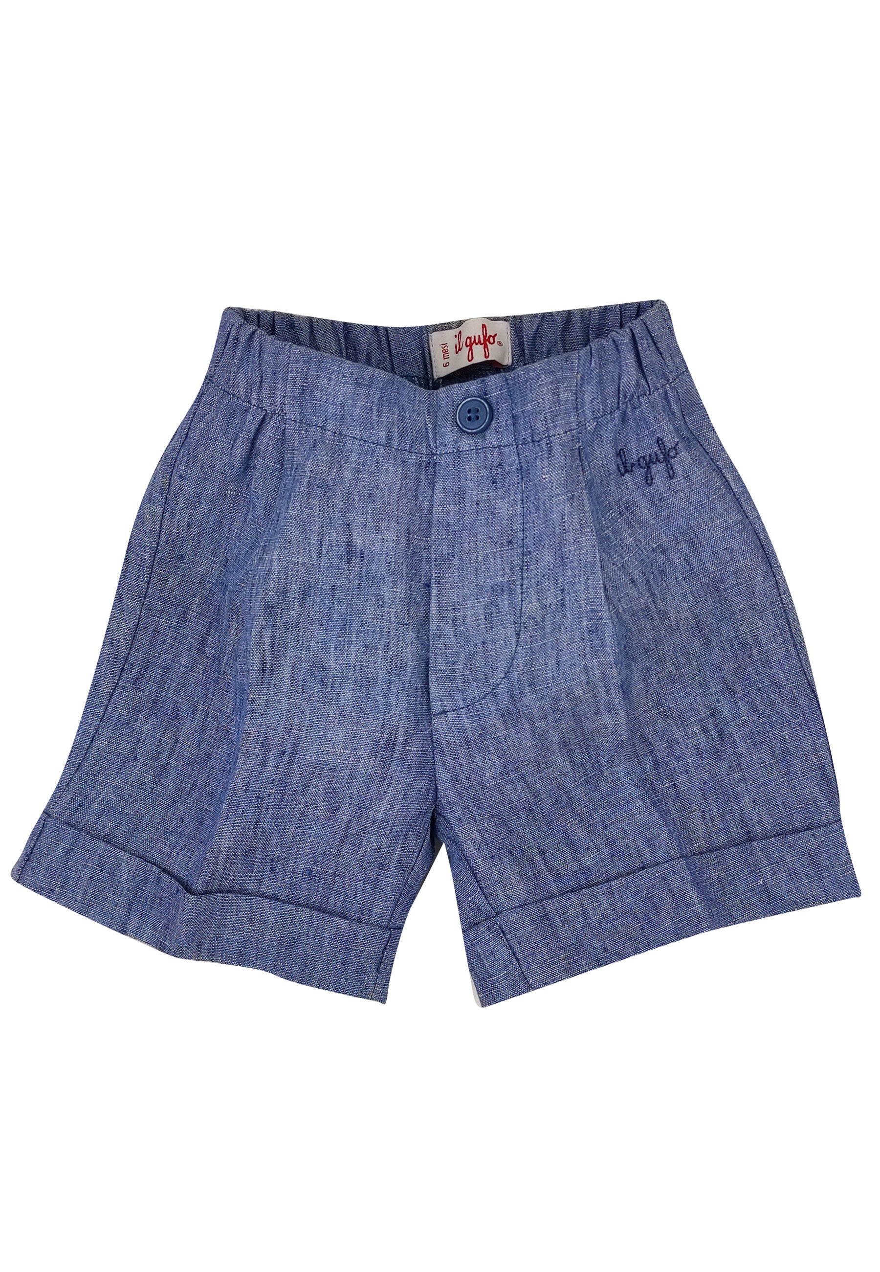 ViaMonte Shop | Il Gufo bermuda celeste scuro neonato in lino