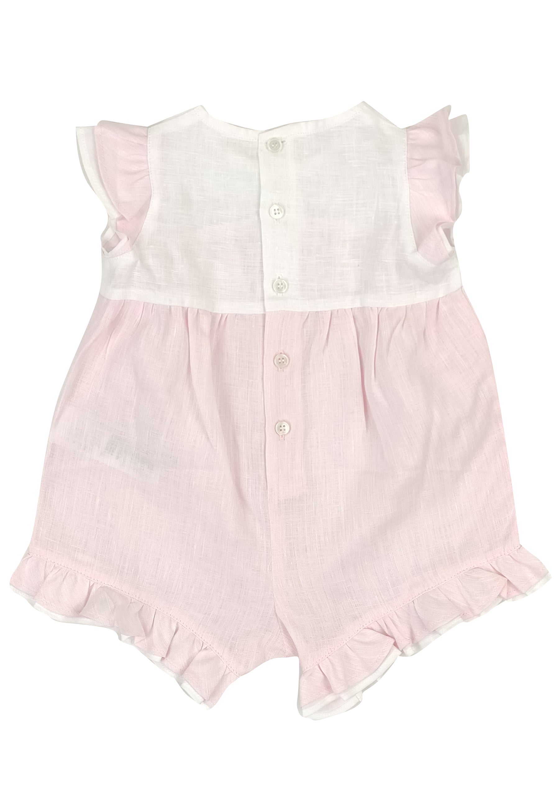 ViaMonte Shop | Il Gufo pagliaccetto bicolor neonata in lino