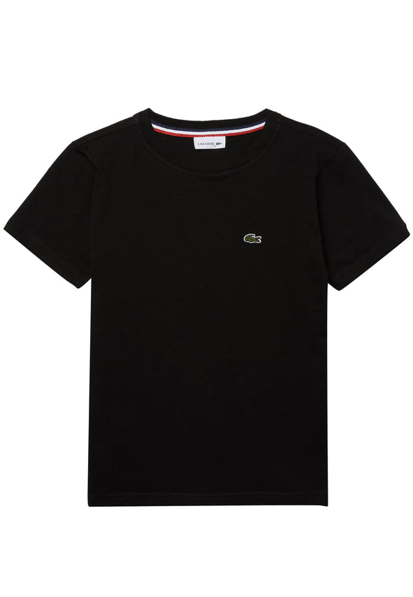 Lacoste bambino t-shirt nera in jersey di cotone