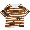 ViaMonte Shop | Mini Rodini T-shirt a righe marrone neonata in cotone biologico