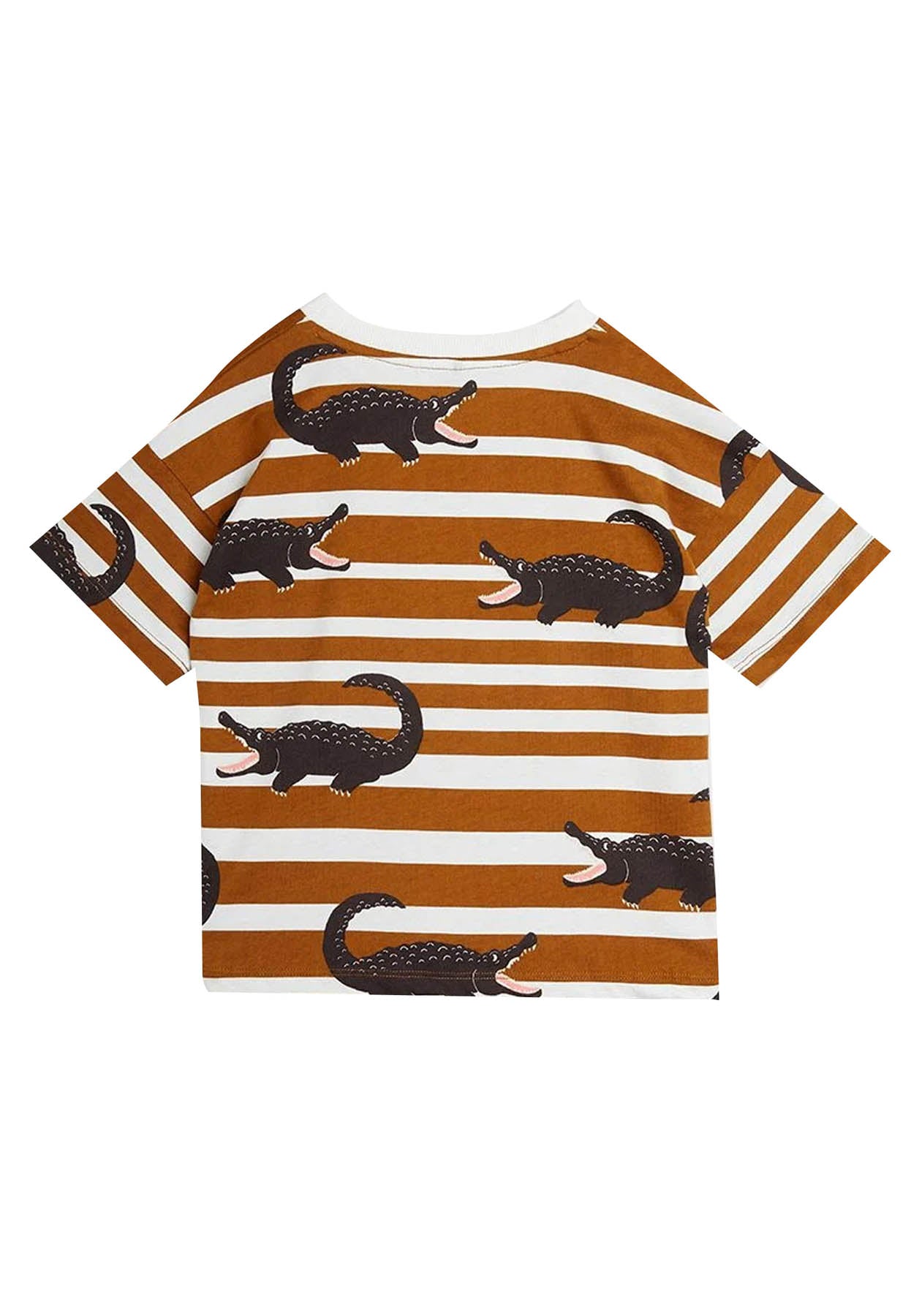 ViaMonte Shop | Mini Rodini T-shirt a righe marrone neonata in cotone biologico