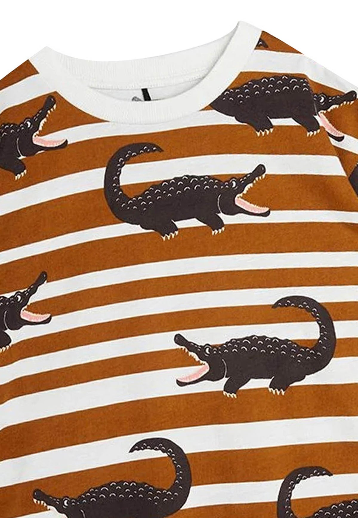 ViaMonte Shop | Mini Rodini T-shirt a righe marrone neonata in cotone biologico