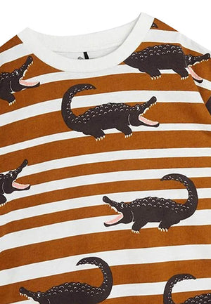 ViaMonte Shop | Mini Rodini T-shirt a righe marrone neonata in cotone biologico
