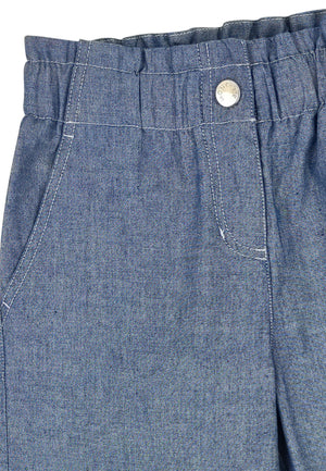 ViaMonte Shop | Moncler Enfant pantalone blu bambina in cotone chambray