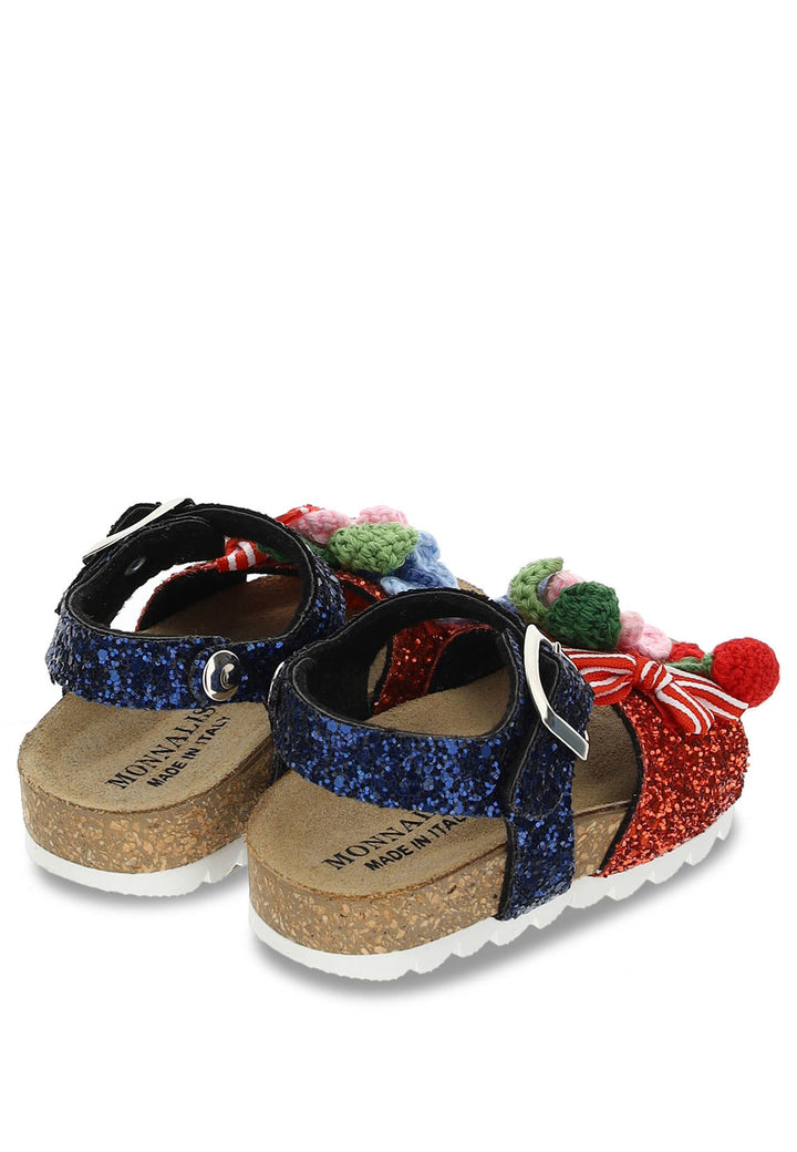 ViaMonte Shop | Monnalisa sandalo glitter blu e rosso bambina con applicazioni