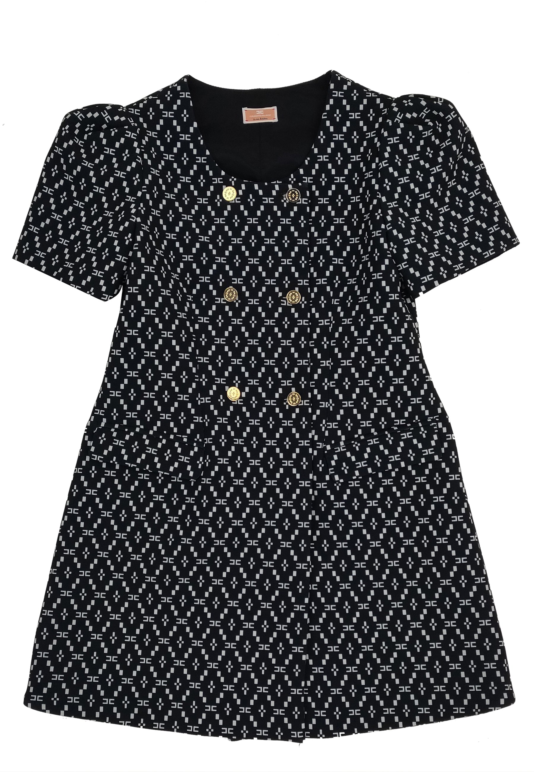 ViaMonte Shop | Elisabetta Franchi La Mia Bambina vestito doppiopetto nero bambina in crepe