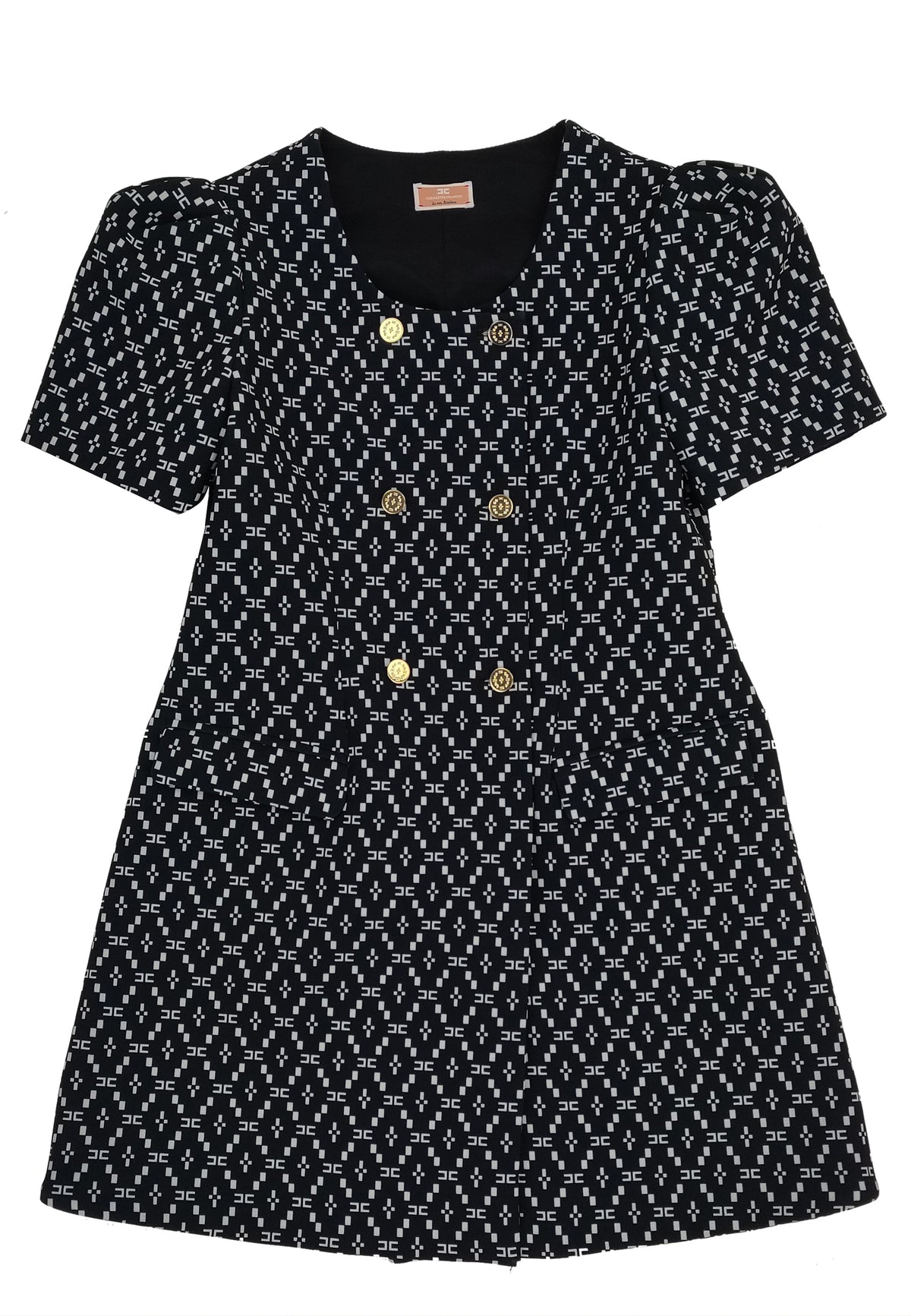 ViaMonte Shop | Elisabetta Franchi La Mia Bambina vestito doppiopetto nero ragazza in crepe