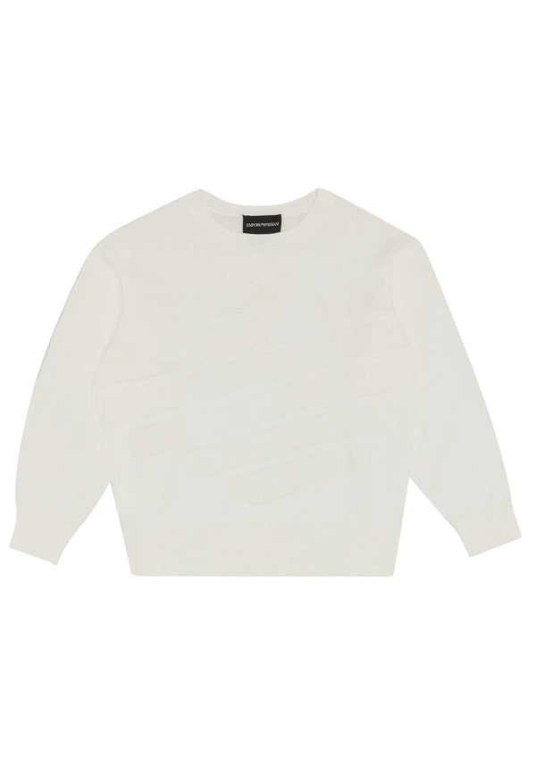 ViaMonte Shop | Emporio Armani maglia girocollo bianca bambino in cotone