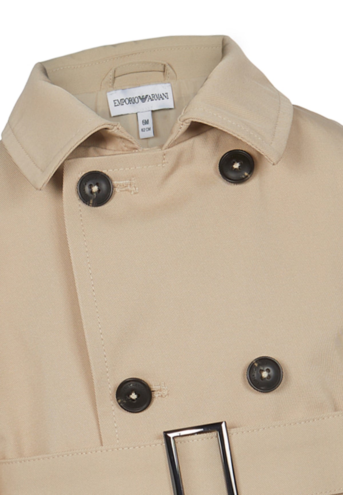 ViaMonte Shop | Emporio Armani cappotto doppiopetto neonato beige in gabardina di cotone