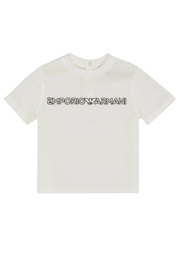 ViaMonte Shop | Emporio Armani T-Shirt neonato bianca con logo a contrasto