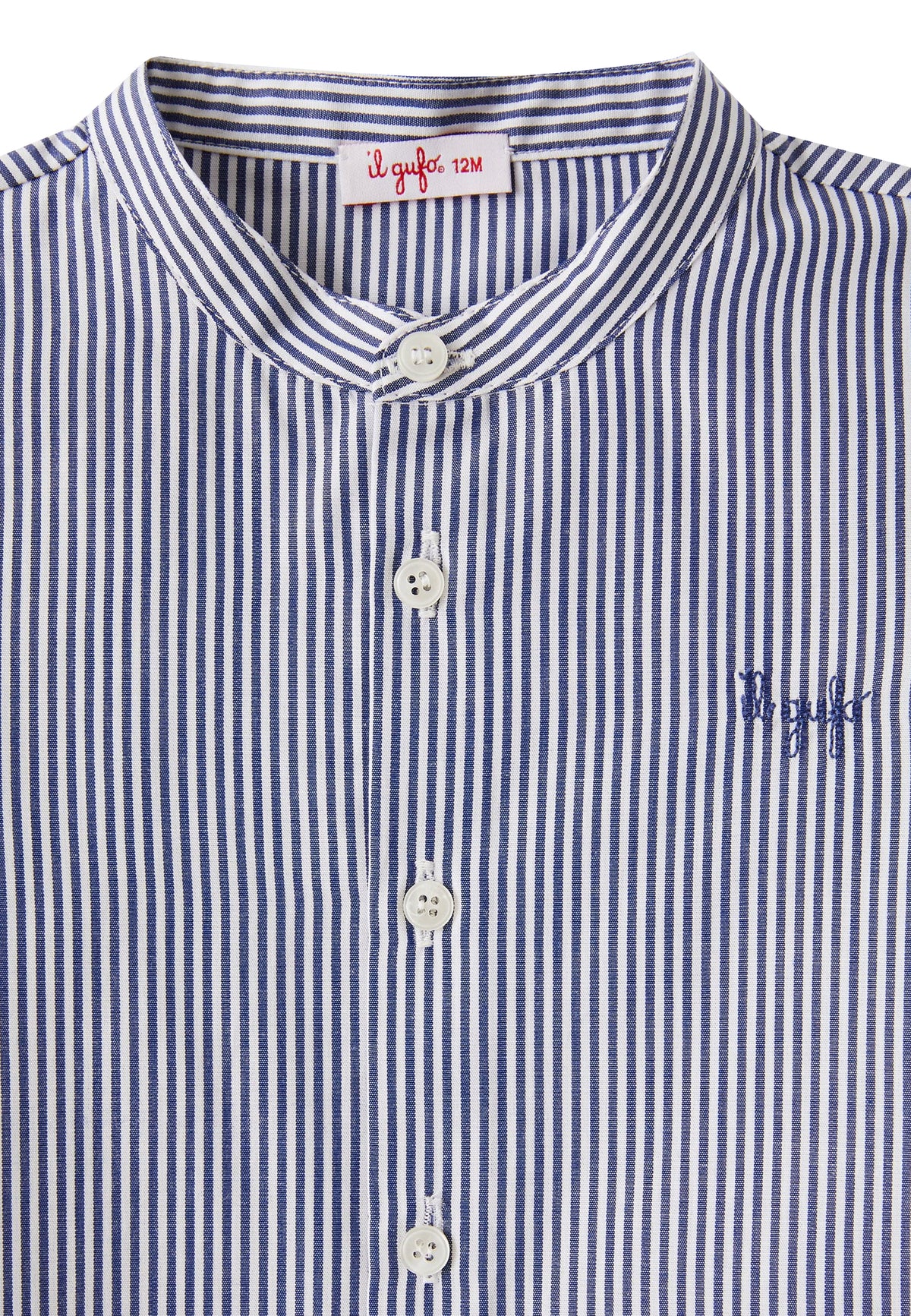 ViaMonte Shop | Il Gufo neonato camicia blu oceano a righe in puro cotone