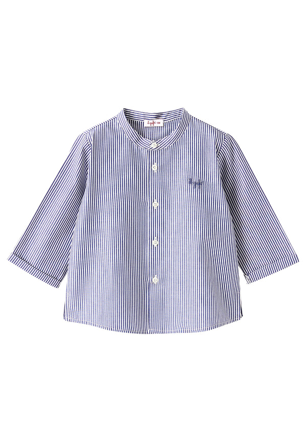 ViaMonte Shop | Il Gufo neonato camicia blu oceano a righe in puro cotone