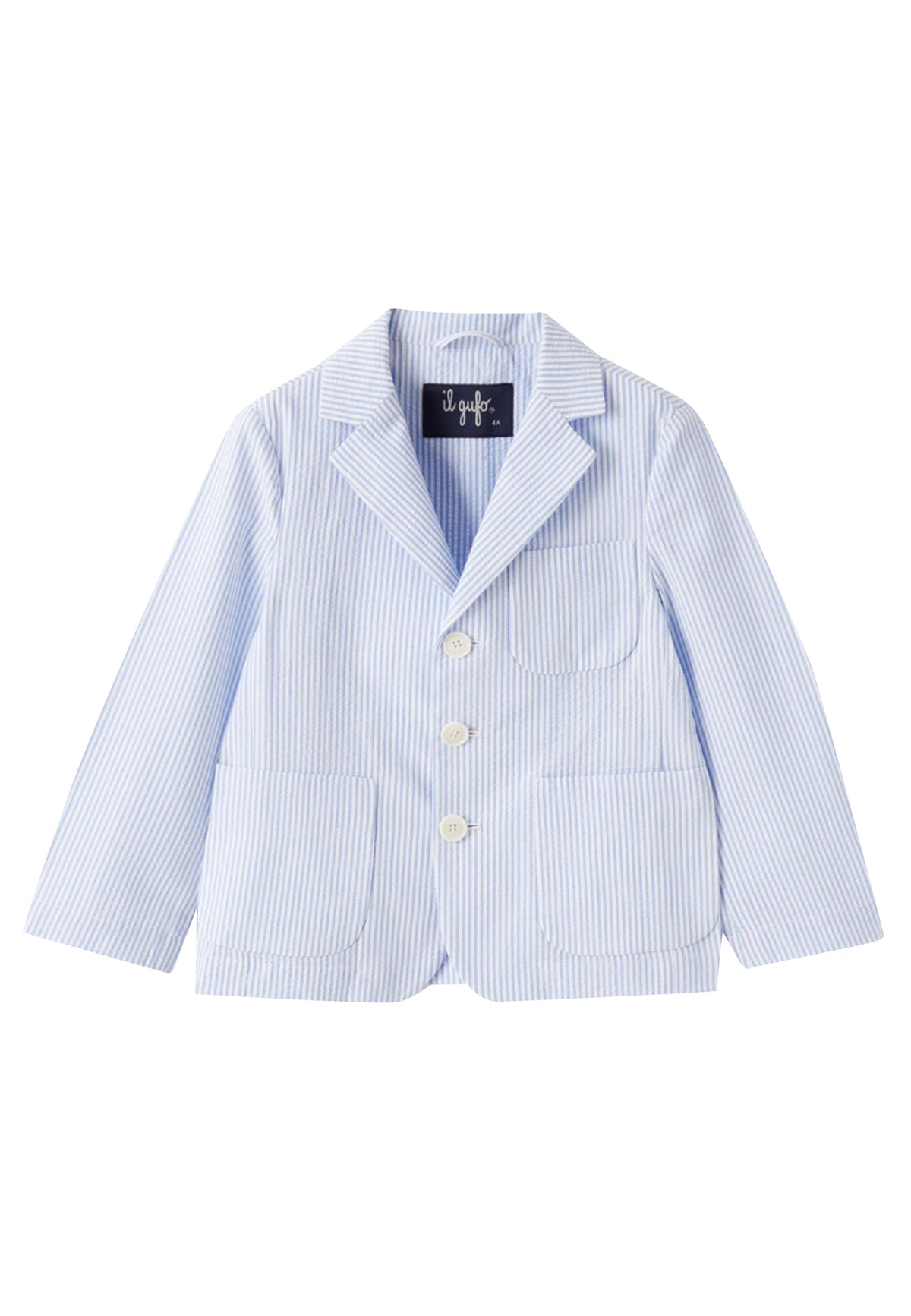 ViaMonte Shop | Il Gufo giacca a righe azzurre e bianche bambino in cotone