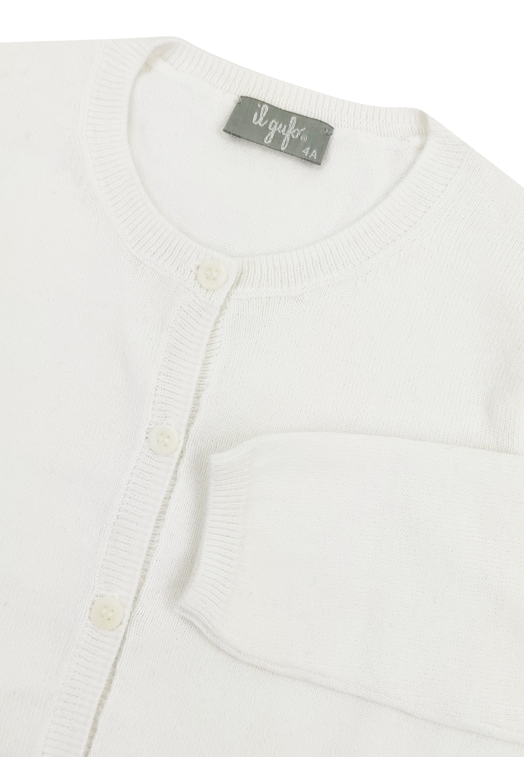 ViaMonte Shop | Il Gufo maglia cardigan bianca bambina in cotone organico
