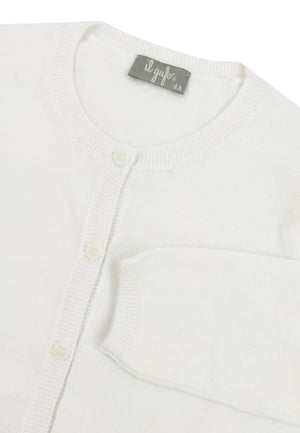 ViaMonte Shop | Il Gufo maglia cardigan bianca bambina in cotone organico