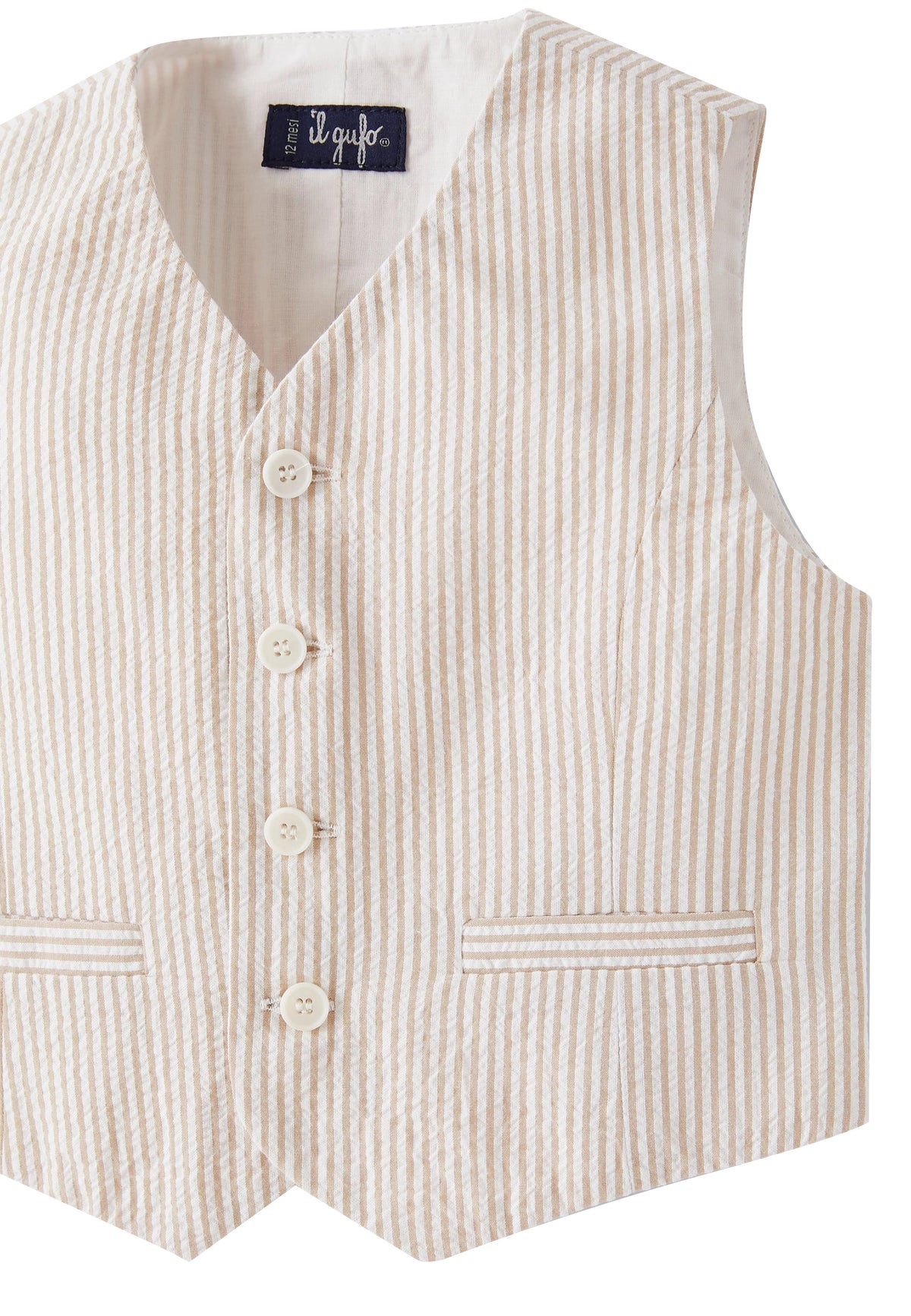 ViaMonte Shop | Il Gufo gilet a righe corda scuro bambino in cotone