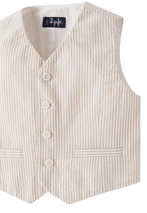 ViaMonte Shop | Il Gufo gilet a righe corda scuro bambino in cotone