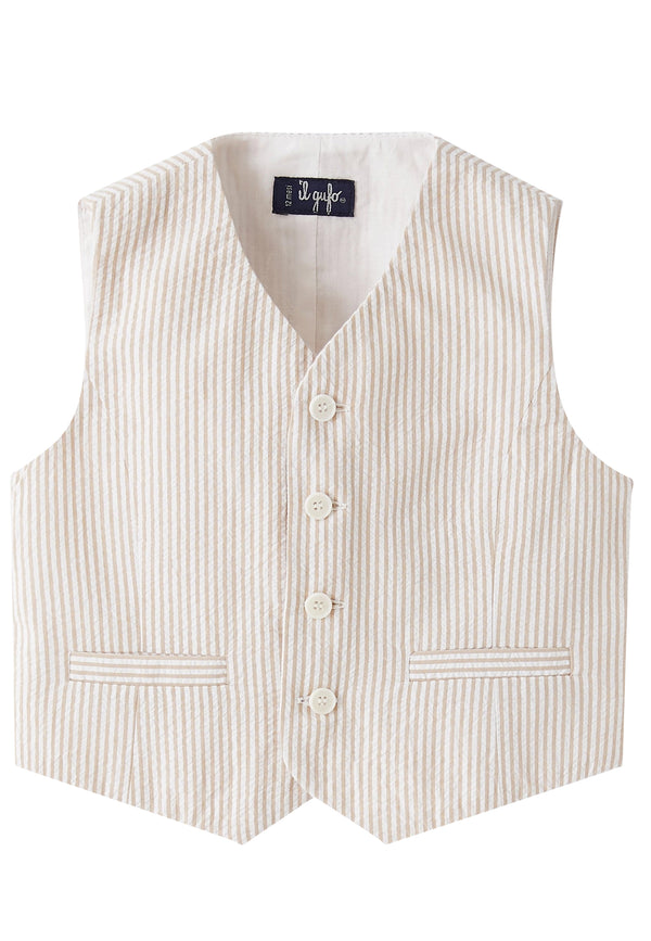 ViaMonte Shop | Il Gufo gilet a righe corda scuro bambino in cotone