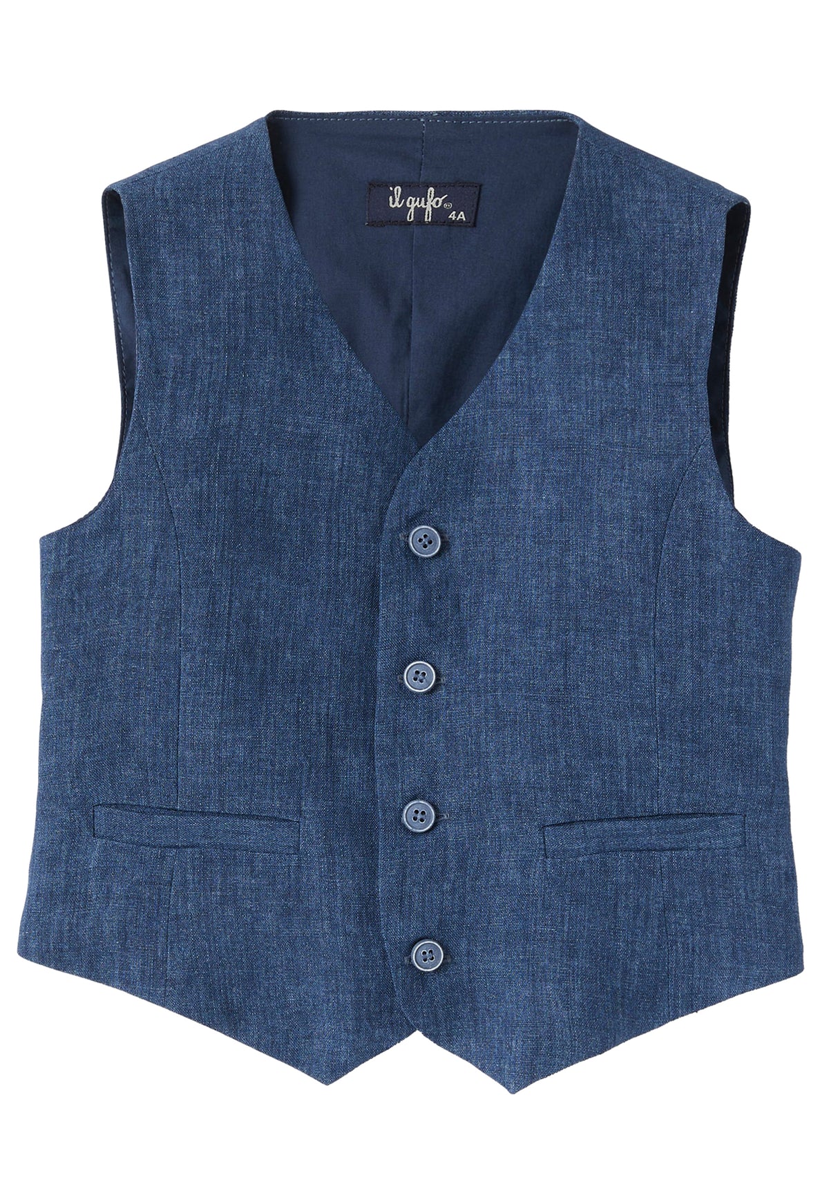 ViaMonte Shop | Il Gufo gilet blu bambino in lino