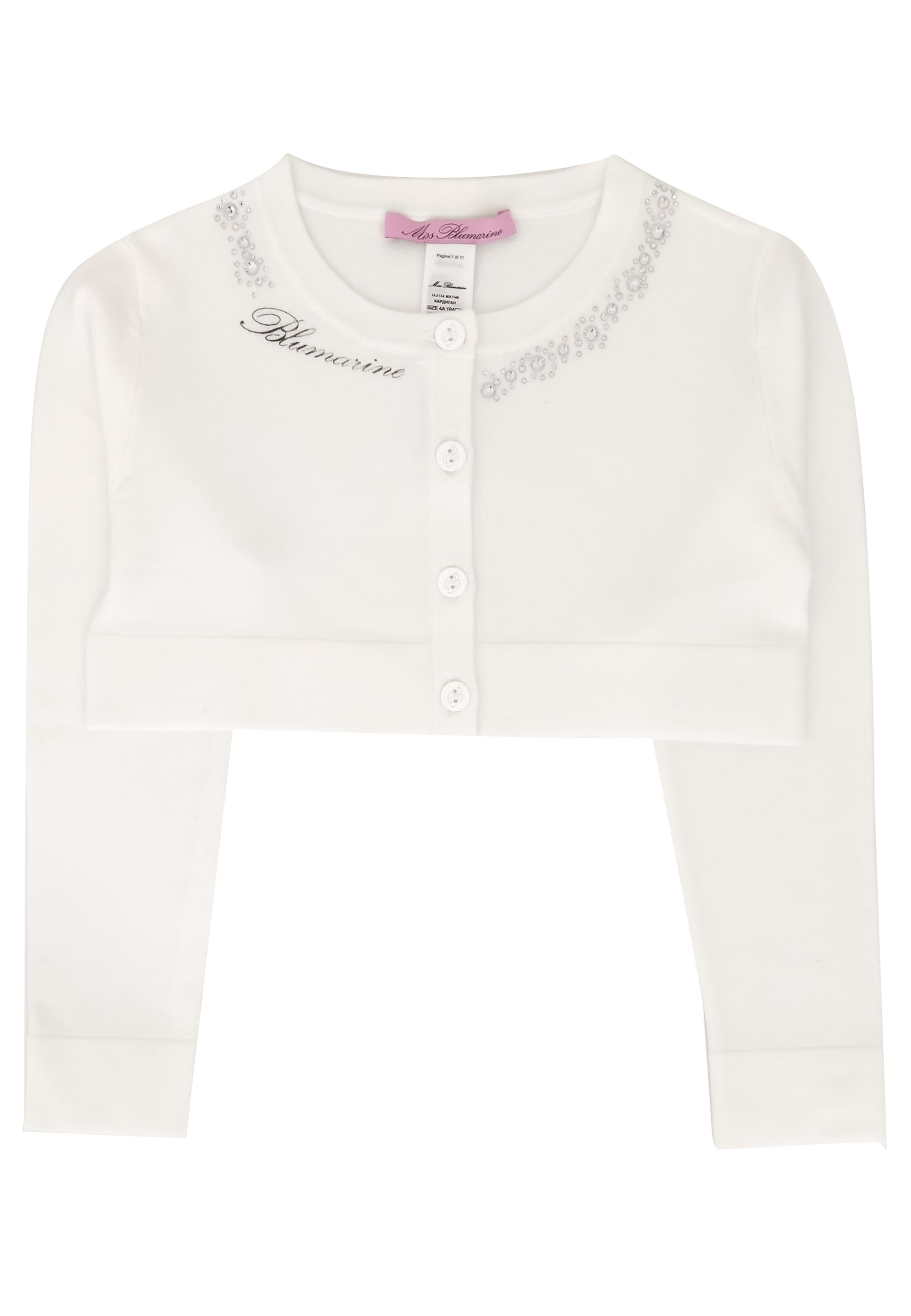 ViaMonte Shop | Miss Blumarine maglia cardigan bianca bambina in misto viscosa