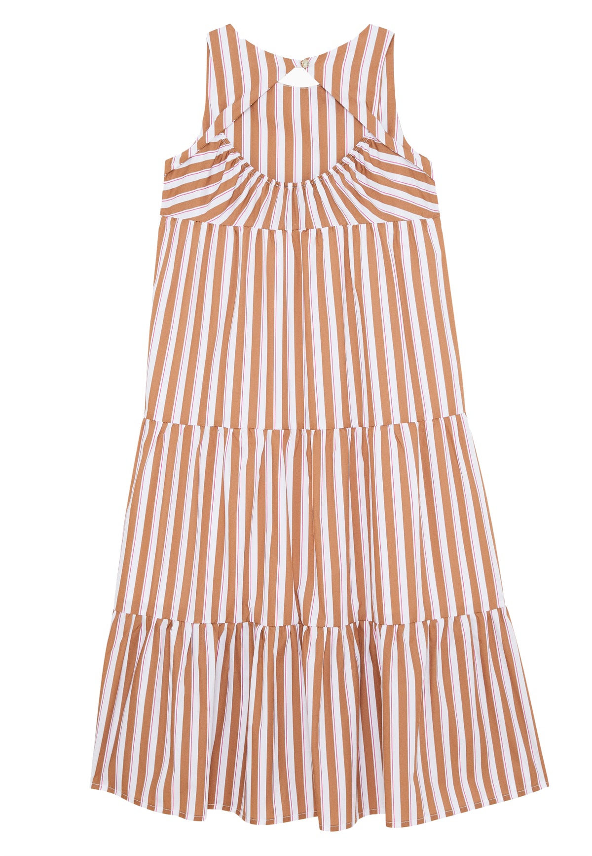 ViaMonte Shop | Patrizia Pepe vestito bianco a strisce marroni lungo ragazza in cotone