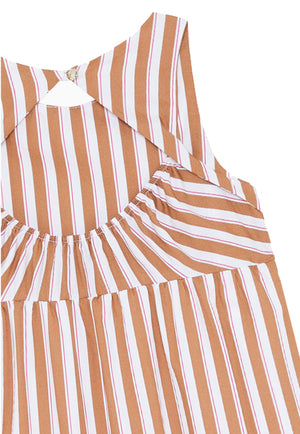 ViaMonte Shop | Patrizia Pepe vestito bianco a strisce marroni lungo ragazza in cotone