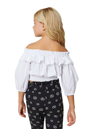 ViaMonte Shop | Twinset blusa bianca ragazza in cotone