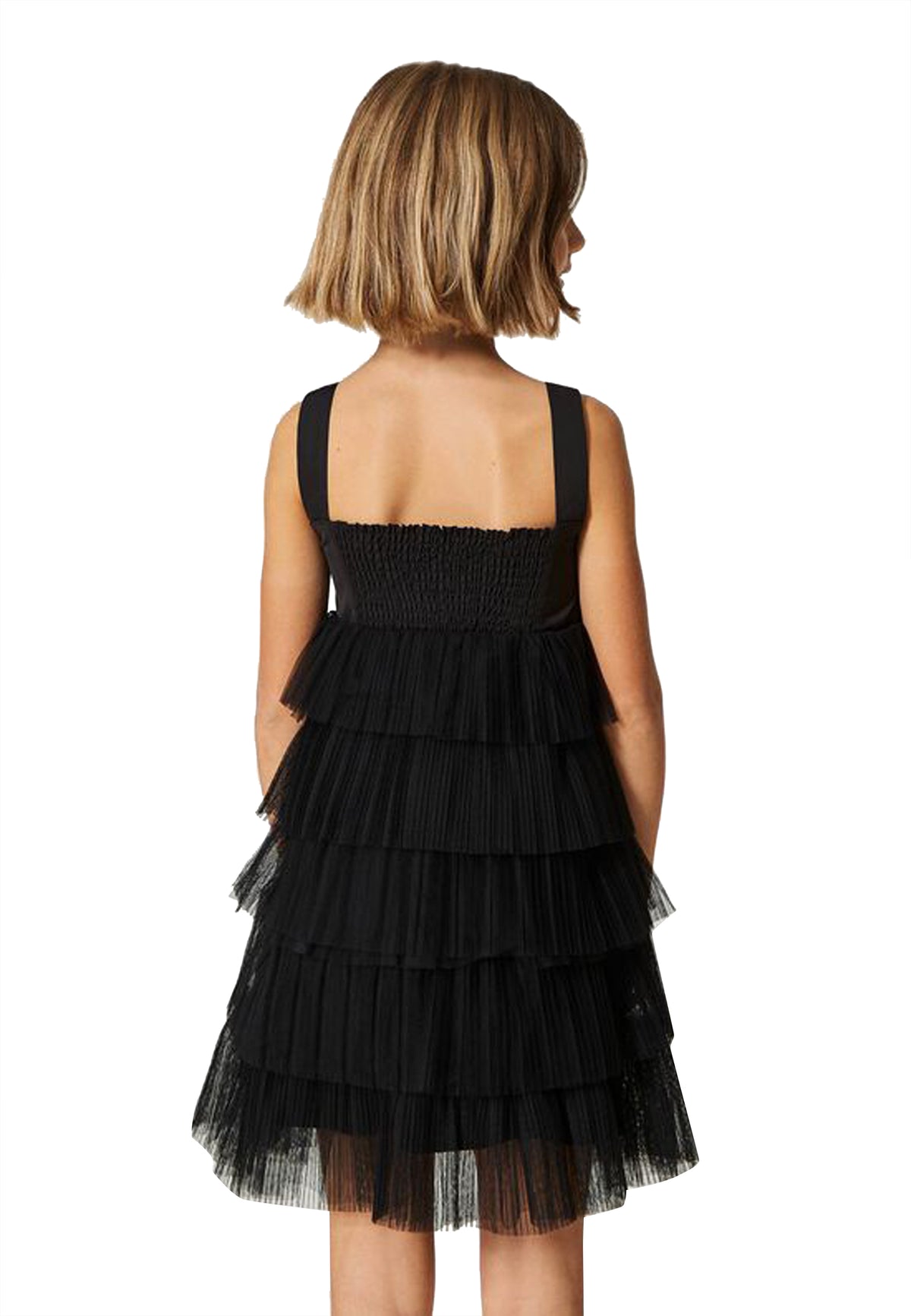 ViaMonte Shop | Twinset vestito nero ragazza in cotone