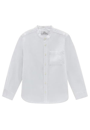 ViaMonte Shop | Woolrich camicia ragazzo bianca in misto cotone e lino