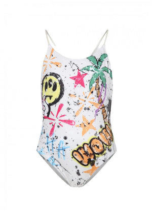 ViaMonte Shop | Barrow costume bianco bambina in tessuto tecnico