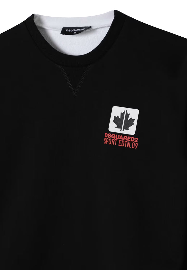 ViaMonte Shop | Dsquared2 felpa nera/bianca bambino in cotone