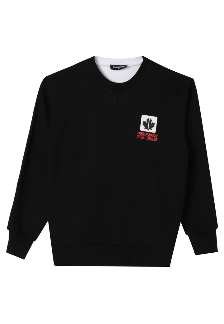 ViaMonte Shop | Dsquared2 felpa nera/bianca bambino in cotone