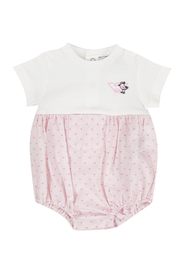 ViaMonte Shop | Emporio Armani pagliaccetto bianco/rosa neonata in cotone