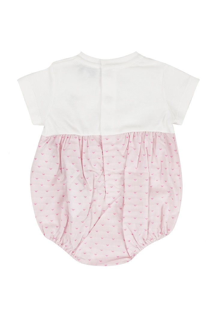 ViaMonte Shop | Emporio Armani pagliaccetto bianco/rosa neonata in cotone