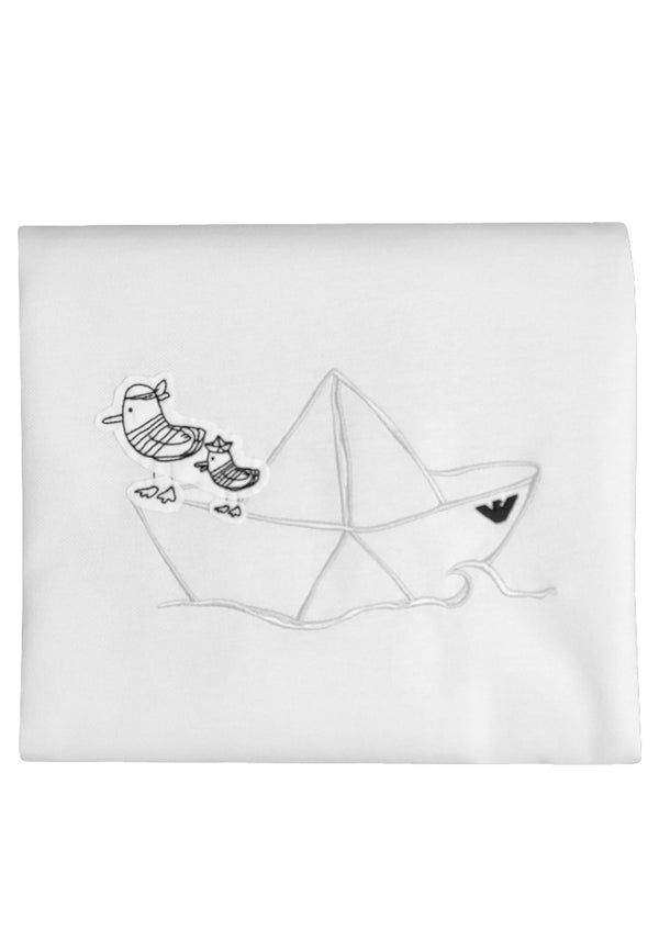 ViaMonte Shop | Emporio Armani copertina bianca/azzurra neonato in cotone