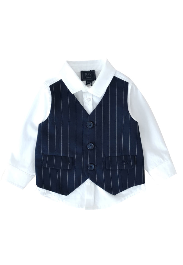 ViaMonte Shop | Fay camicia/gilet bianca/blu neonato in cotone