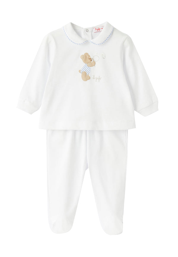 ViaMonte Shop | Il Gufo completo bianco neonato in cotone